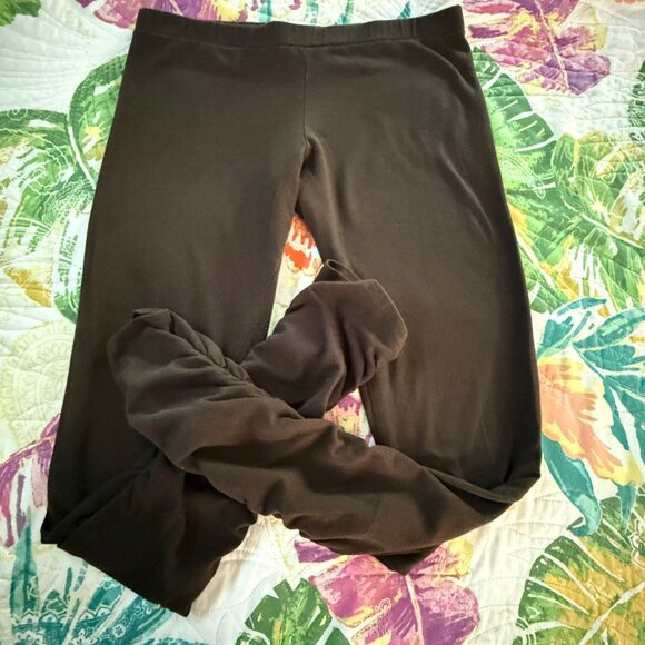 2 Pairs Pyramid Collection Ruched Ankle Stretchy Leggings Black & Brown Sz L - Picture 5 of 16